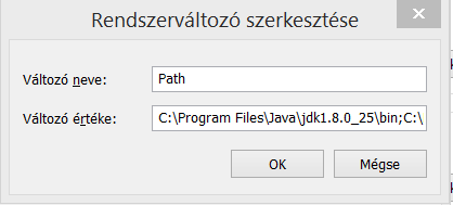 PATH változó beállítása