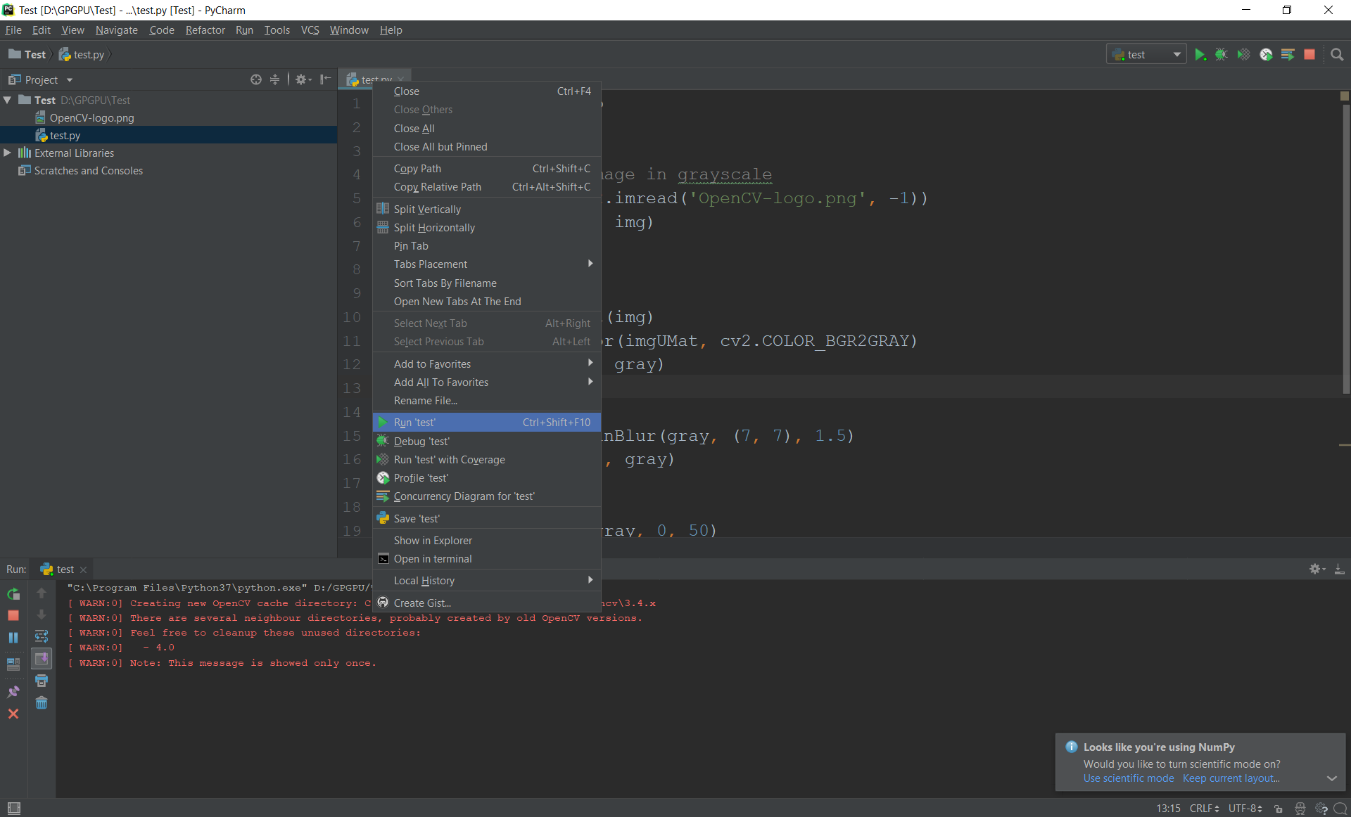 Python program futtatása